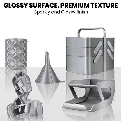 TINMORRY PETG-Filament 1,75 mm, Rapid PETG-Eco 3D-Druckfilament, kompatibel mit Bambu Lab/Creality K1C / FLASHFORGE Adventurer 5M FDM 3D-Drucker, 1 kg 1 Spule, Sparkly Silver 