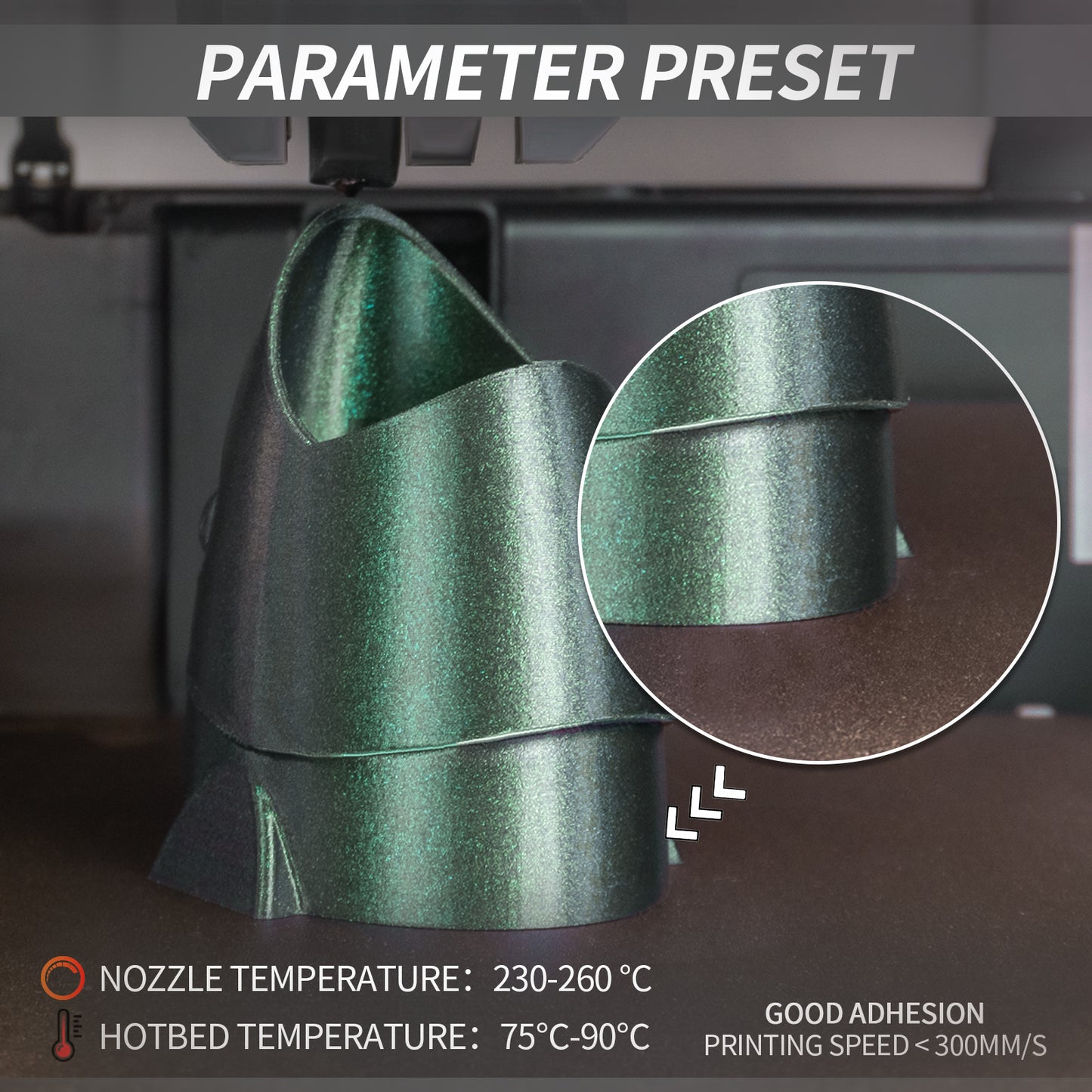 Galaxy PETG 3D Printer Filament 1.75mm, 1 KG, Galaxy Gemstone Green