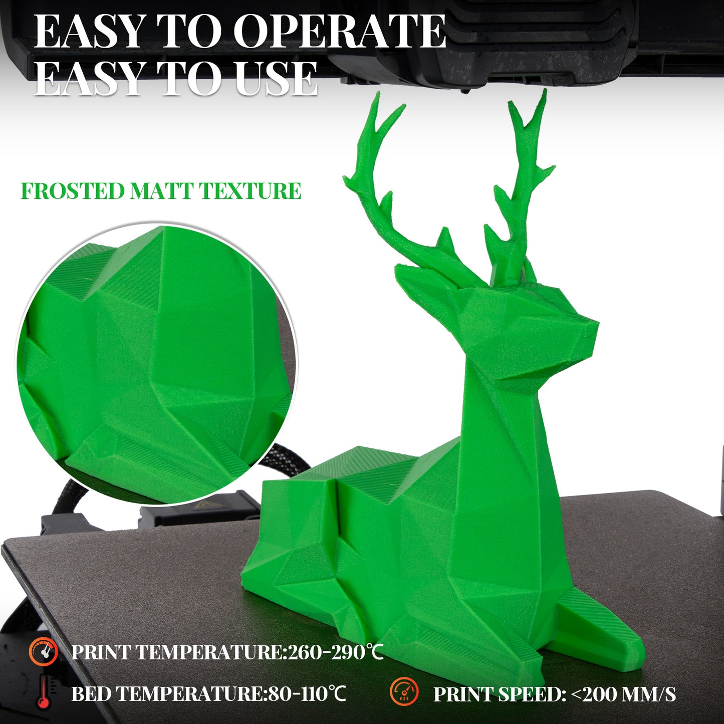 TINMORRY Glasfaserverstärktes PETG-Filament, hochschlagfestes PETG-GF-3D-Druckfilament, Haltbarkeit und Steifheit, perfekt kompatibel mit Bambu Lab FDM-3D-Drucker, 1 kg, 1 Spule, Frosted Green