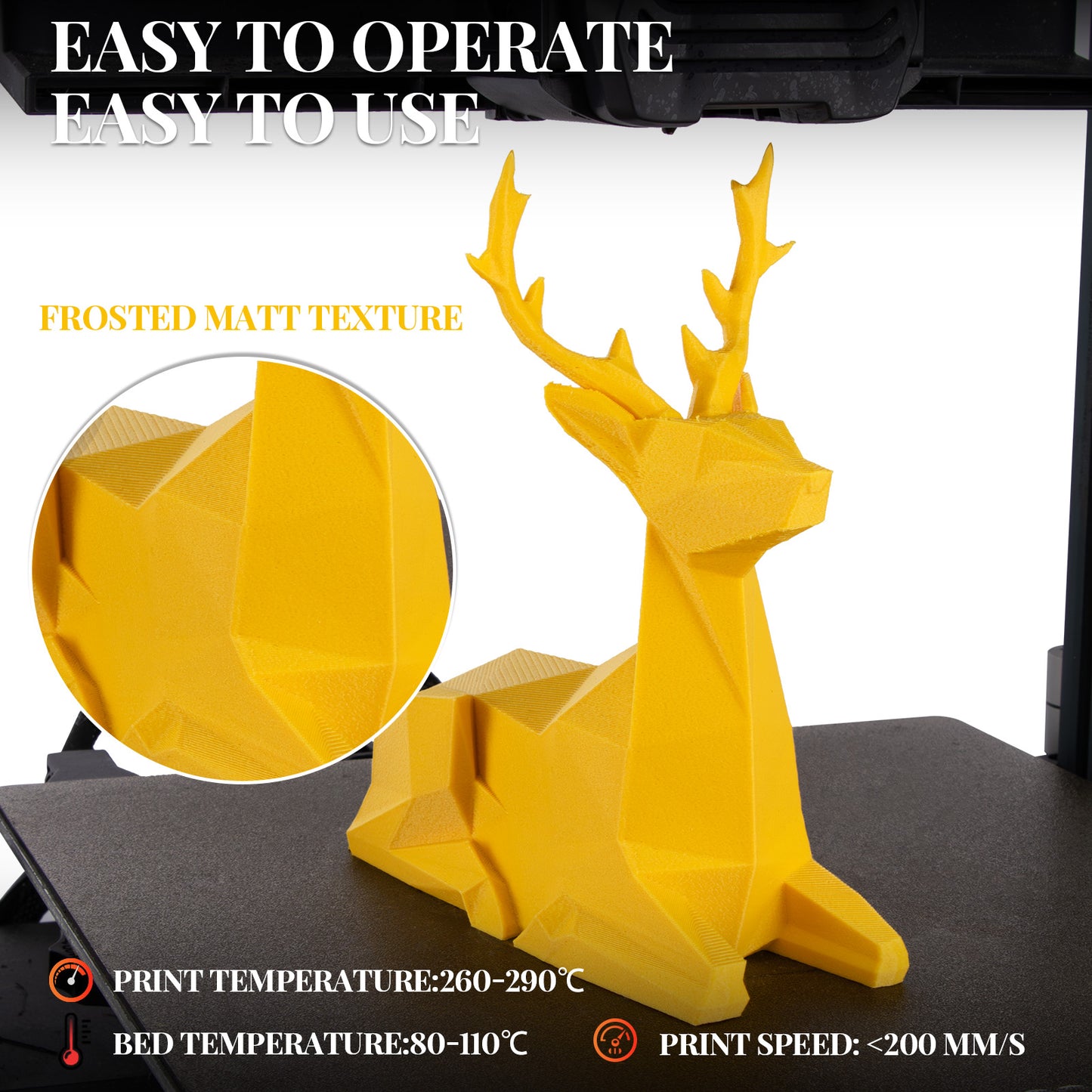 TINMORRY Glasfaserverstärktes PETG-Filament, hochschlagfestes PETG-GF-3D-Druckfilament, Haltbarkeit und Steifigkeit, perfekt kompatibel mit Bambu Lab FDM-3D-Drucker, 1 kg, 1 Spule, Frosted Carter Yellow 