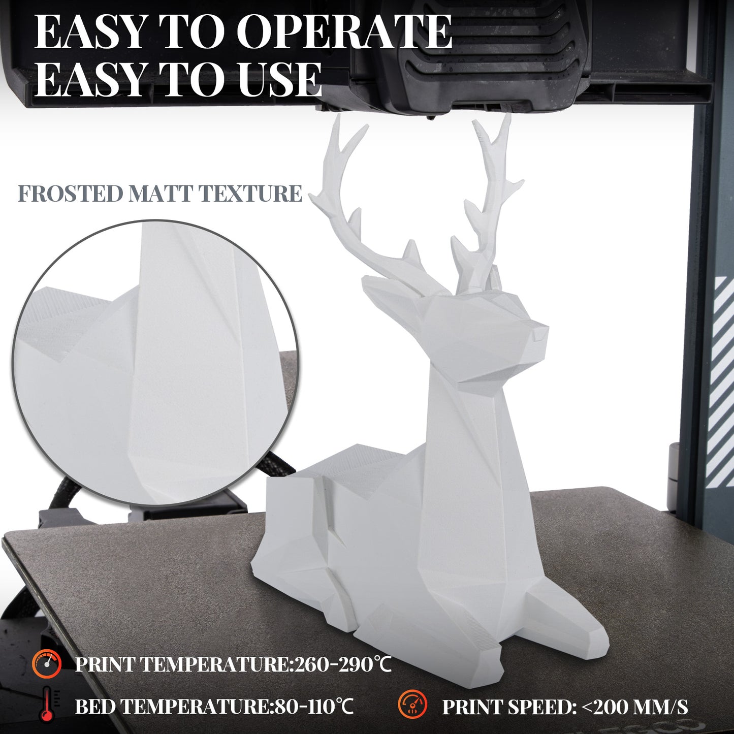 TINMORRY Glasfaserverstärktes PETG-Filament, hochschlagfestes PETG-GF-3D-Druckfilament, Haltbarkeit und Steifheit, perfekt kompatibel mit Bambu Lab FDM-3D-Drucker, 1 kg, 1 Spule, mattweiß 