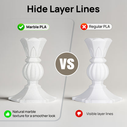 Marble PLA 3D Printer Filament 1.75mm, 1 KG, White