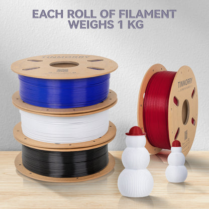 4 Rolls Value Pack & Save | PETG-ECO Filament, 1 KG 1 Spool, Black+ Red+ Cold White + Klein Blue