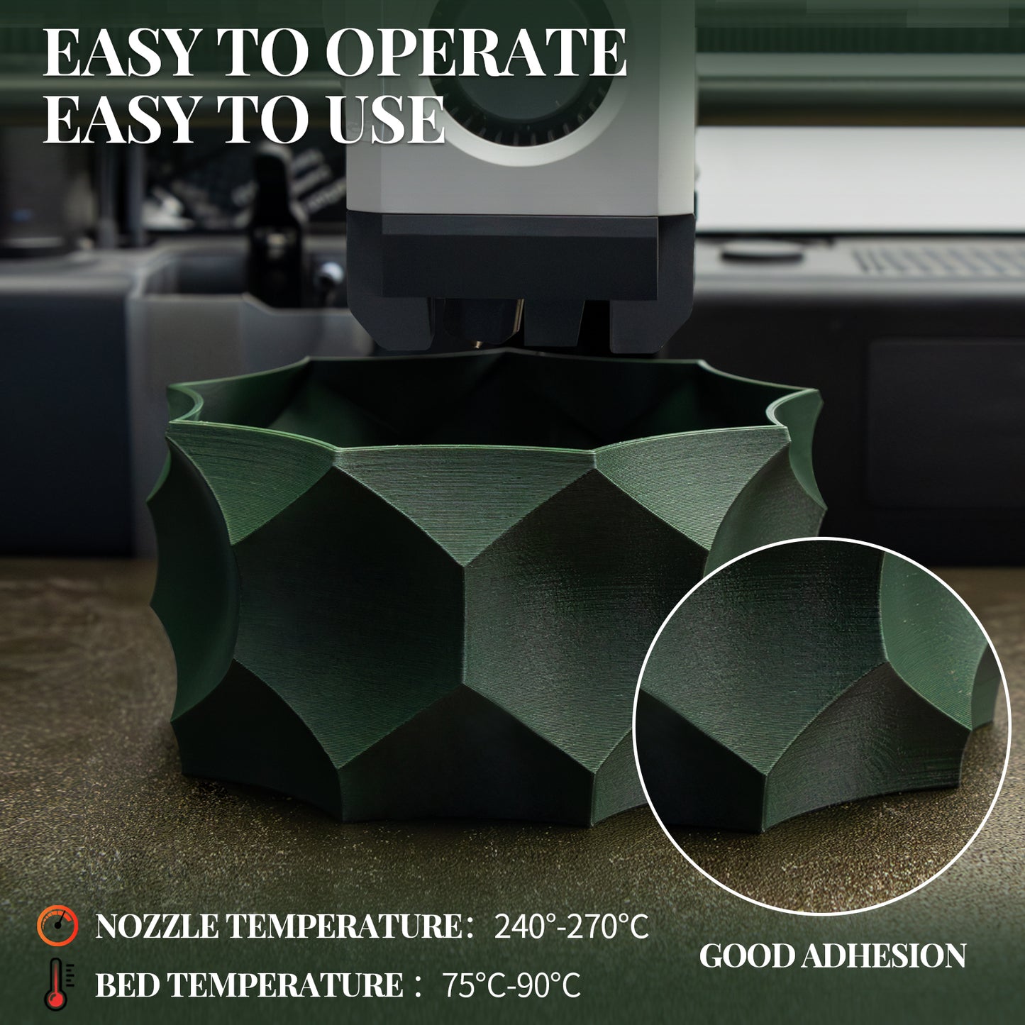 Carbon Fiber PETG 3D Printer Filament 1.75mm, 1 KG, Olive Green