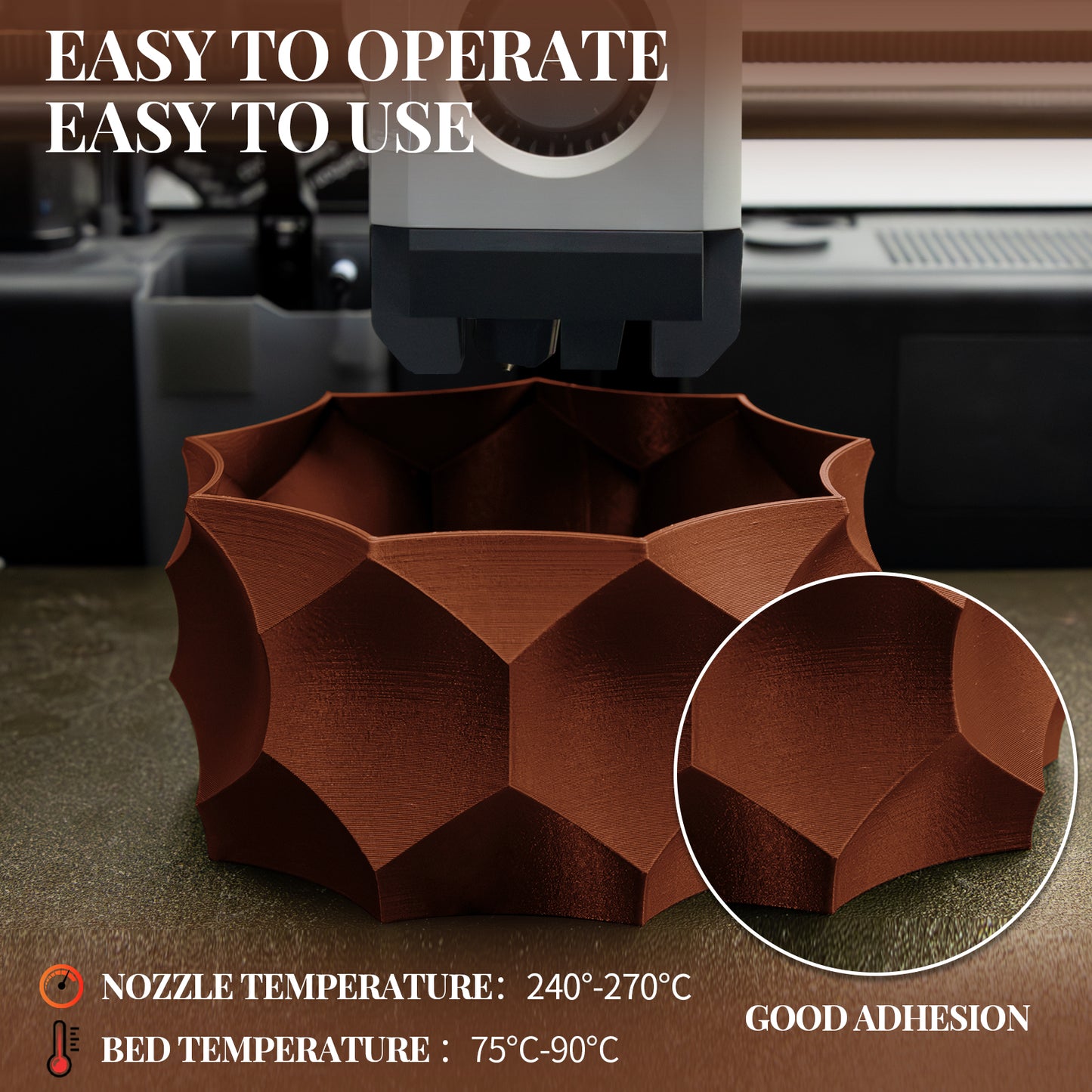 Carbon Fiber PETG 3D Printer Filament 1.75mm, 1 KG, Brick Red