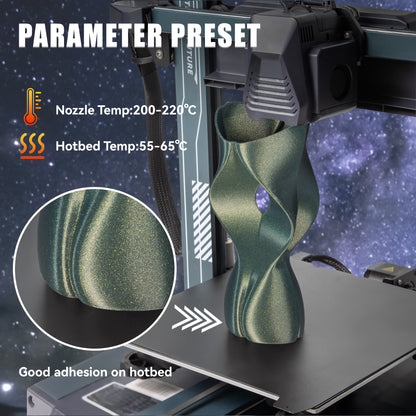 TINMORRY PLA-Filament 1,75 mm, 3D-Drucker-Filament, Maßgenauigkeit +/- 0,03 mm, 1 kg Spule, kompatibel mit Bambu FDM 3D-Drucker, Galaxy Green