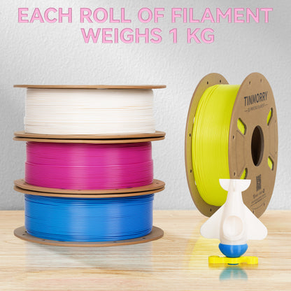 4 Rolls Value Pack & Save | PETG-ECO Filament, 1 KG 1 Spool, Magenta+ Jade White+ Yellow+ Blue