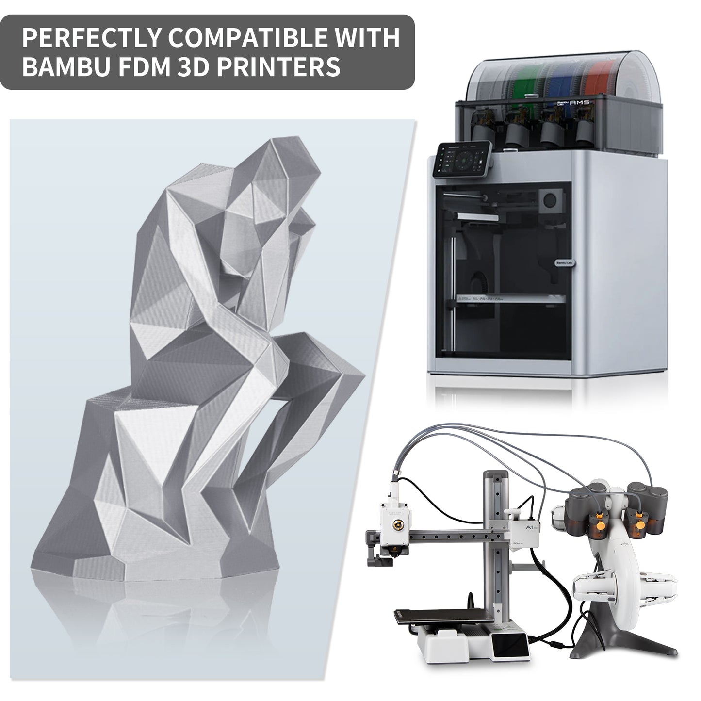 Metallic PETG 3D Printer Filament 1.75mm, 1 KG, Metallic Silver