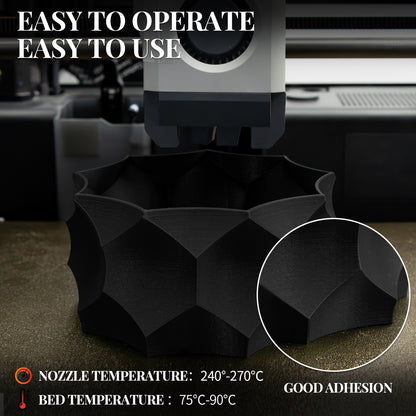 Carbon Fiber PETG 3D Printer Filament 1.75mm, 1 KG, Black