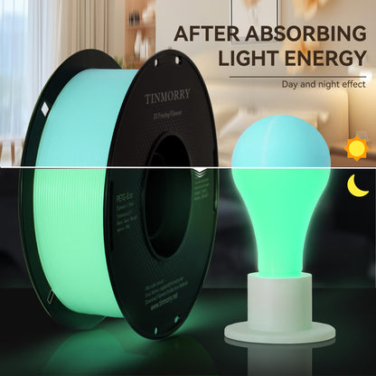 Glowing PETG 3D Printer Filament 1.75mm, 1 KG, Glow Light Orange