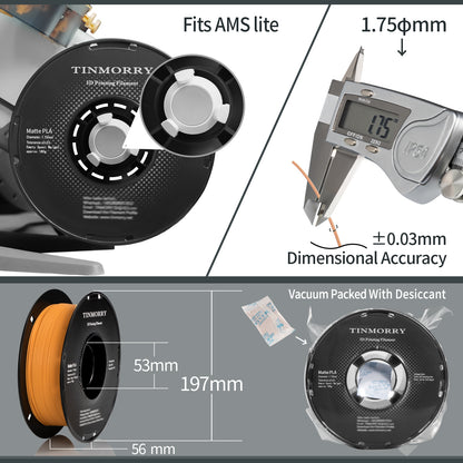 Matte PLA 3D Printer Filament 1.75mm, 1 KG, Matte Orange