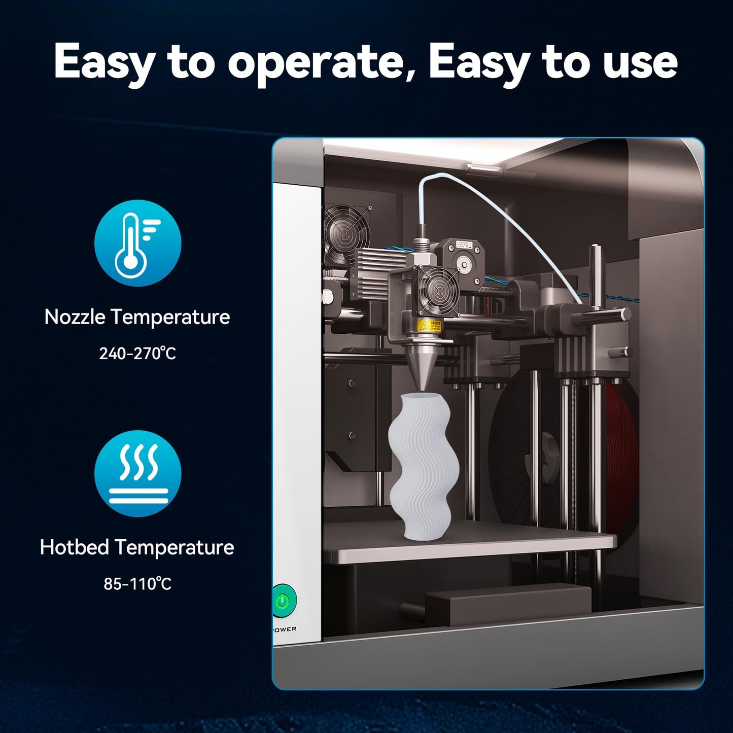 TINMORRY ABS Filament 1.75mm, ABS (Pro) 3D Drucker Filament 1KG, gute Hitzebeständigkeit, stark & haltbar, Maßgenauigkeit ±0.03mm, kühles Weiß 