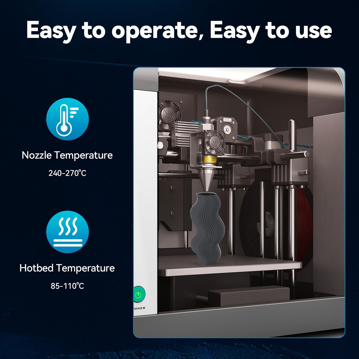 ABS-Pro 3D Printer Filament 1.75mm, 1 KG, Cool Grey