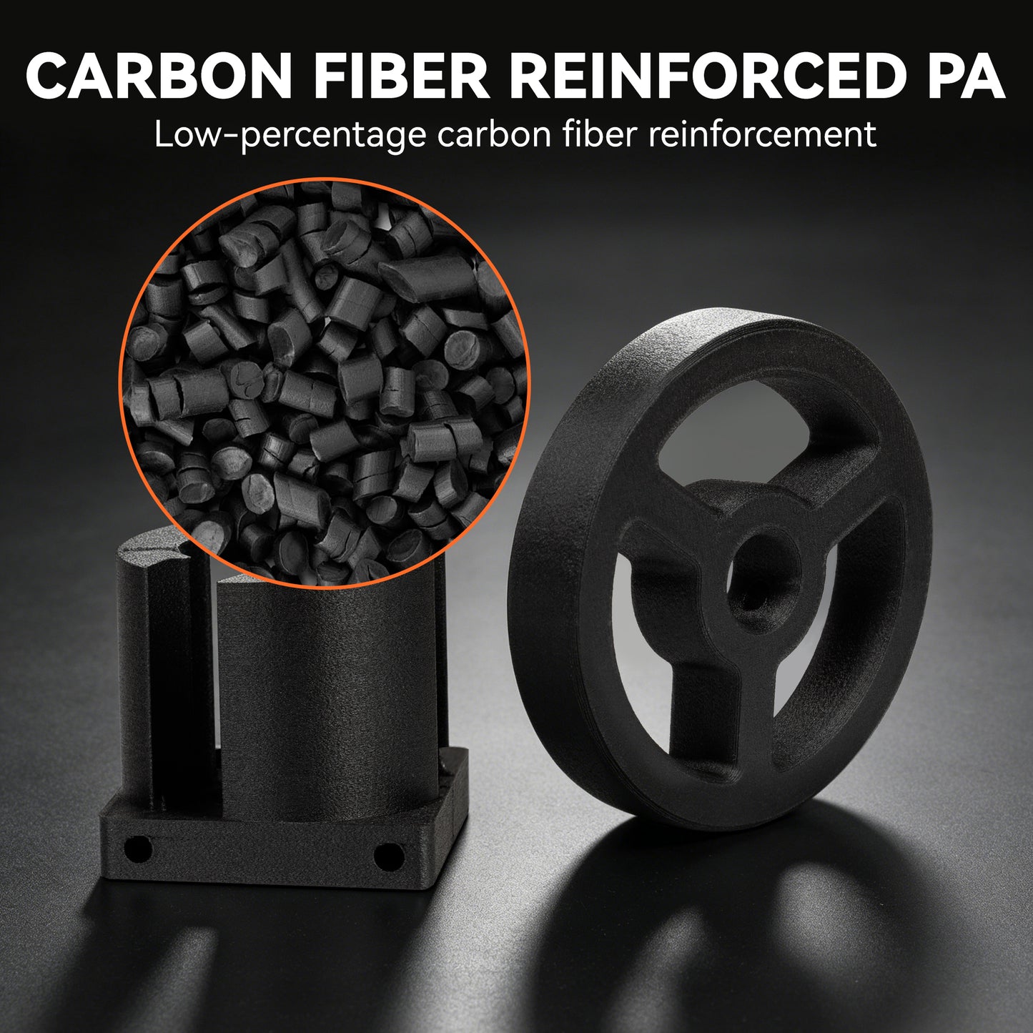Carbon Fiber PA6 3D Printer Filament 1.75mm(approx. 5% Carbon Fiber Content), 1 KG, Black