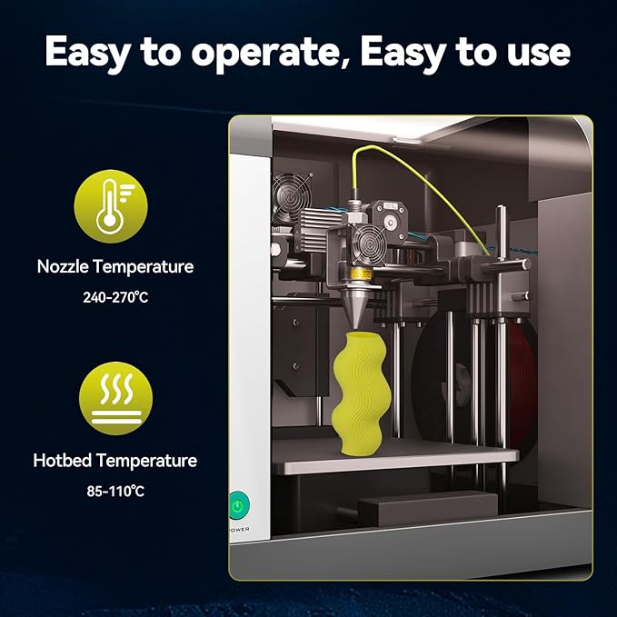 TINMORRY ABS Filament 1.75mm, ABS (Pro) 3D Drucker Filament 1KG, gute Hitzebeständigkeit, stark & haltbar, Maßgenauigkeit ±0.03mm, Gelb
