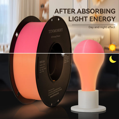 Glowing PETG 3D Printer Filament 1.75mm, 1 KG, Glow Rose Red