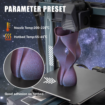 TINMORRY PLA-Filament 1,75 mm, 3D-Drucker-Filament, Maßgenauigkeit +/- 0,03 mm, 1 kg Spule, kompatibel mit Bambu FDM 3D-Drucker, Galaxy Purple