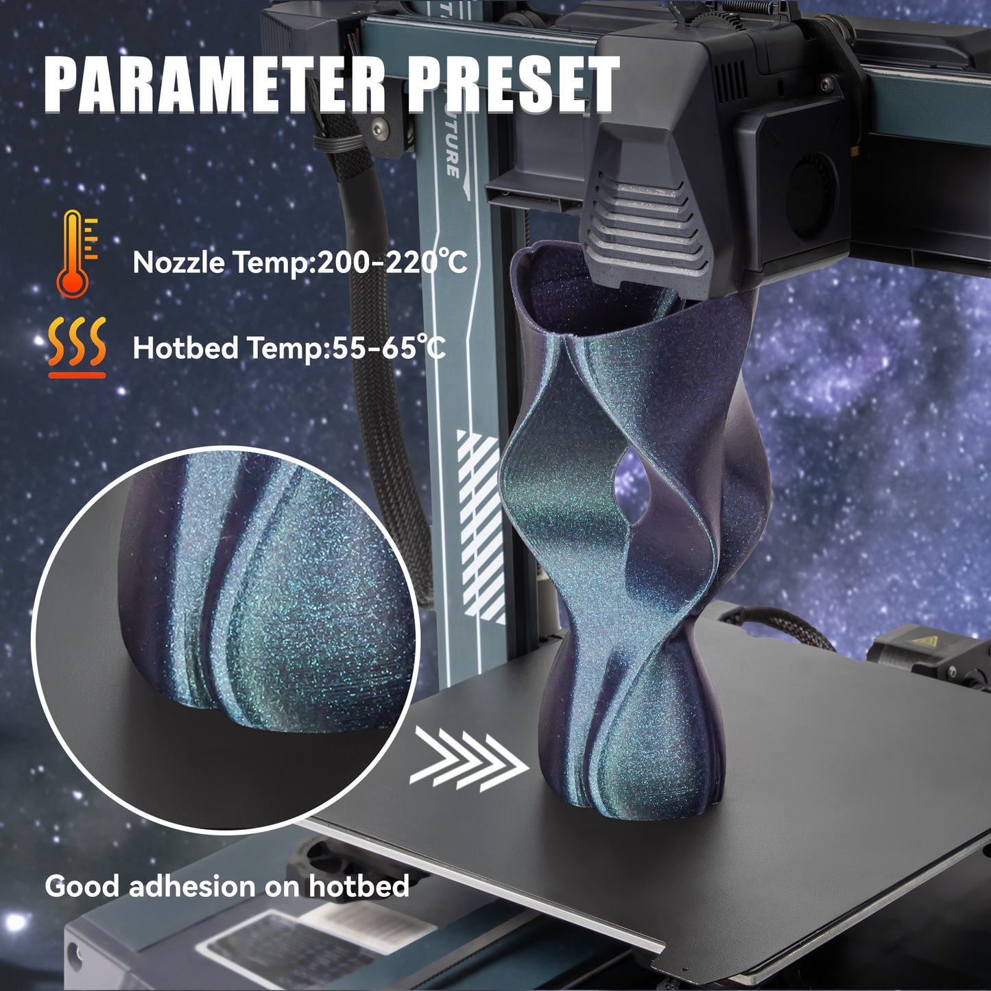 TINMORRY PLA-Filament 1,75 mm, 3D-Drucker-Filament, Maßgenauigkeit +/- 0,03 mm, 1 kg Spule, kompatibel mit Bambu FDM 3D-Drucker, Galaxy Blue