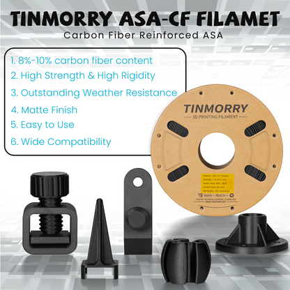 Carbon Fiber ASA 3D Printer Filament 1.75mm, 1 KG, Black