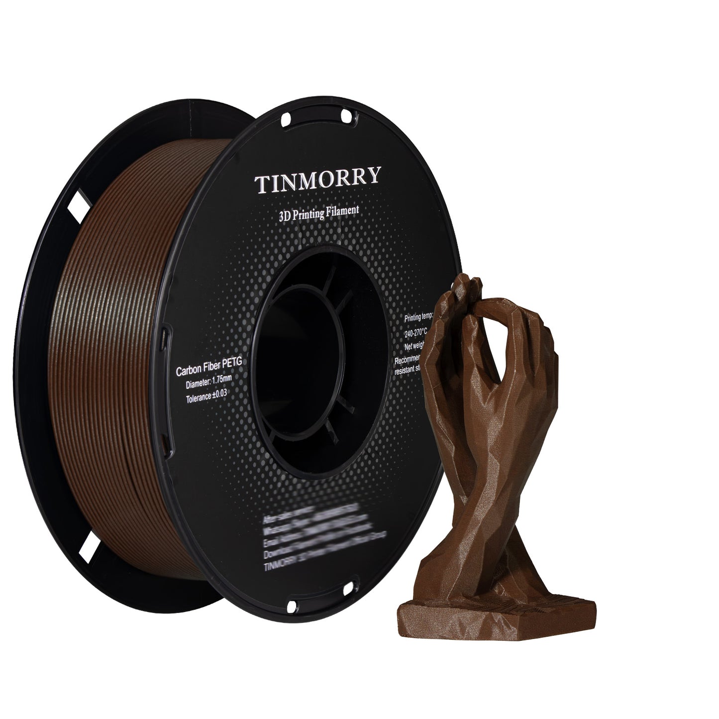 Carbon Fiber PETG 3D Printer Filament 1.75mm, 1 KG, Coffee