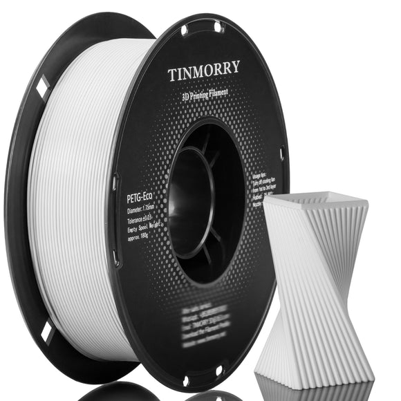 PETG Filament 1.75mm, TINMORRY Improved PETG-Eco 3D printing materials, Compatible with Bambu FDM 3D printer, 1 KG 1 spool, IvoryWhite