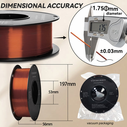 Silk PLA 3D Printer Filament 1.75mm, 1 KG, Silk Copper