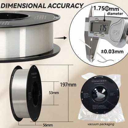 Silk PLA 3D Printer Filament 1.75mm, 1 KG, Silk White