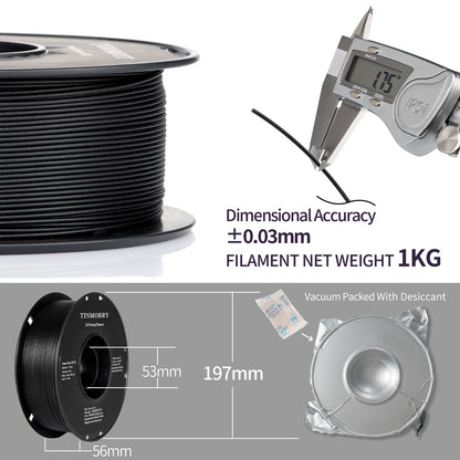 Glass Fiber PETG Filament Pack, 3 KG 1 Spool, Black