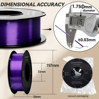 Silk PLA 3D Printer Filament 1.75mm, 1 KG, Silk Purple