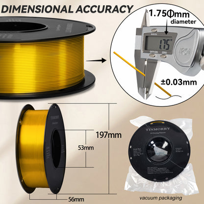 Silk PLA 3D Printer Filament 1.75mm, 1 KG, Silk Gold
