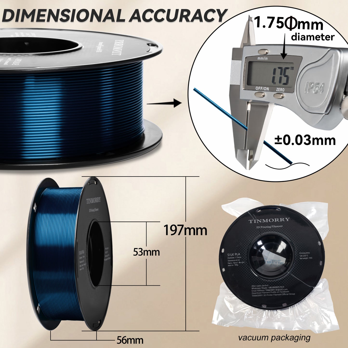 TINMORRY Silk PLA Filament 1.75mm, Glänzendes PLA 3D Drucker Filament, 1 KG 1 Spule, Silk Teal Blau