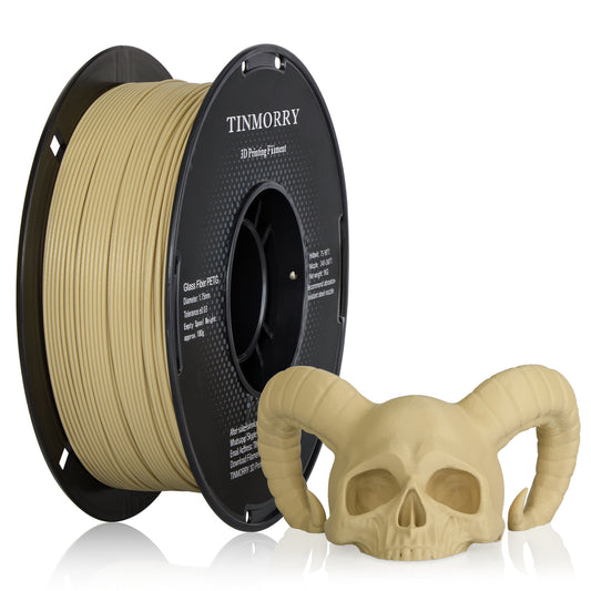 TINMORRY Glasfaserverstärktes PETG-Filament, hochschlagfestes PETG-GF-3D-Druckfilament, Haltbarkeit und Steifheit, perfekt kompatibel mit Bambu Lab FDM-3D-Drucker, 1 kg, 1 Spule, Frosted Beige 
