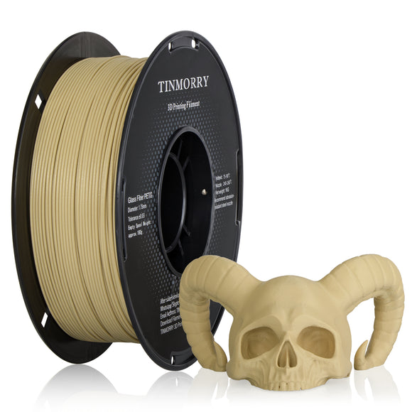 TINMORRY Glass Fiber Reinforced PETG Filament, High Impact Resistance PETG-GF 3D Printing Filament, Durability & Stiffness, Perfect Compatible with Bambu Lab FDM 3D Printer, 1 KG 1 Spool, Frosted Beige