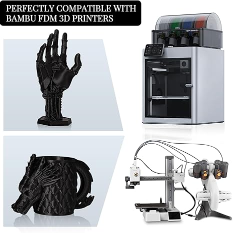 Carbon Fiber PETG 3D Printer Filament 1.75mm, 3 KG, Black