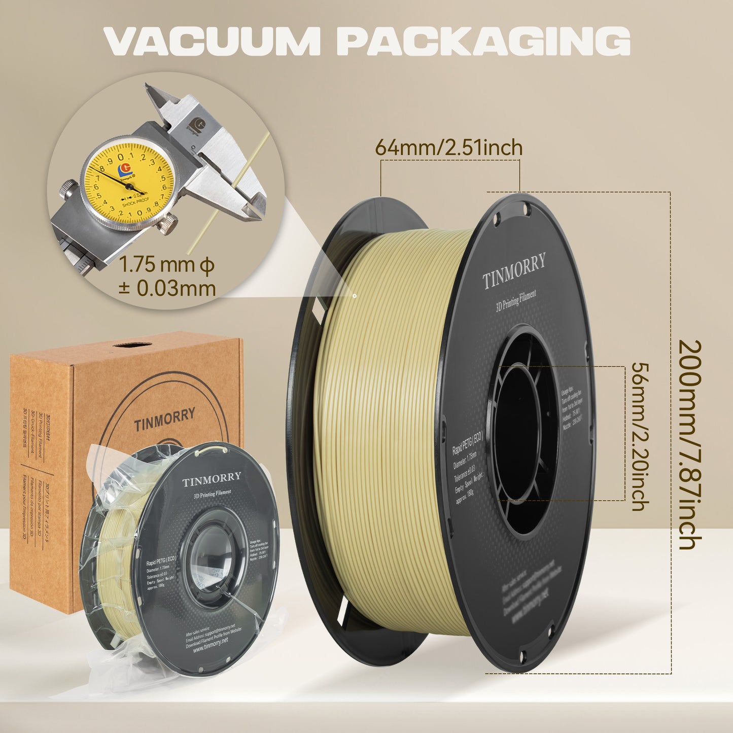 Rapid PETG-Eco 3D Printer Filament 1.75mm, 1 KG, Bone White