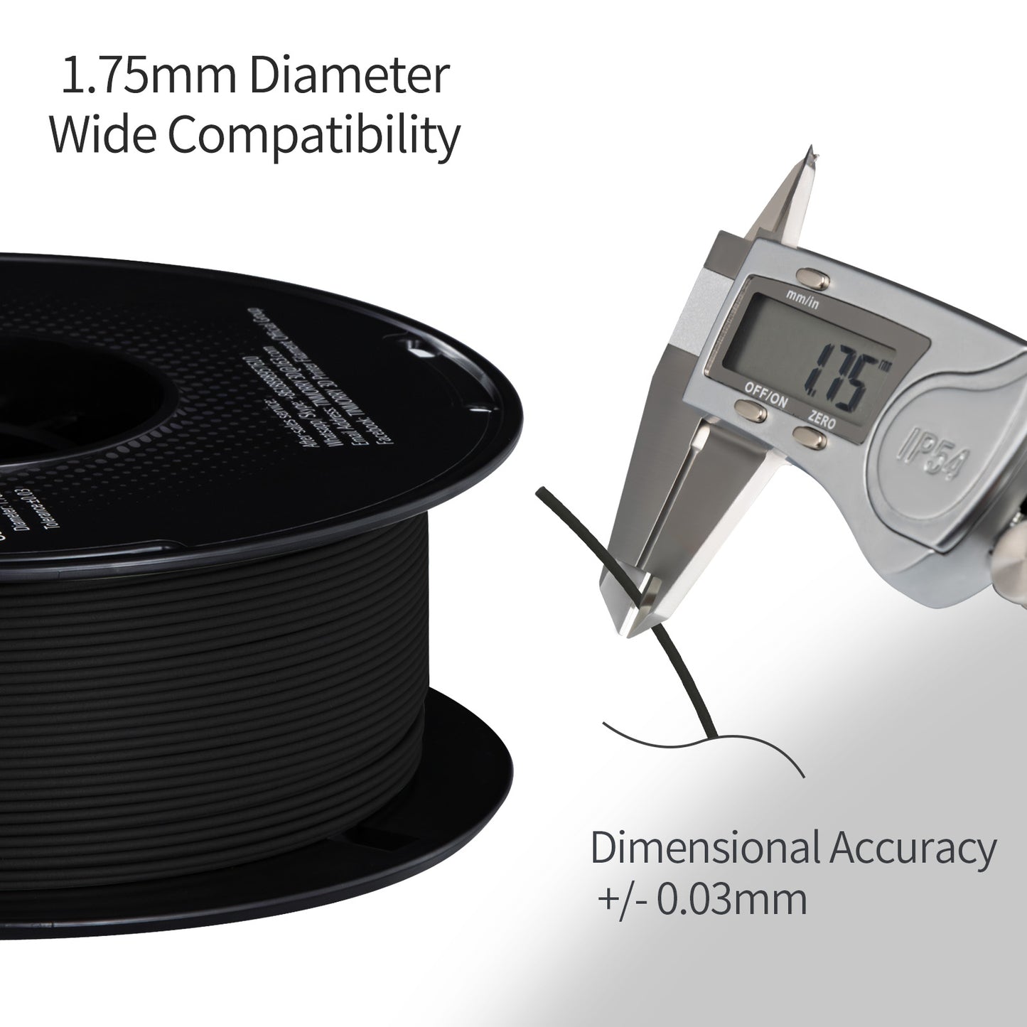 Carbon Fiber PLA 3D Printer Filament 1.75mm, 1 KG, Black