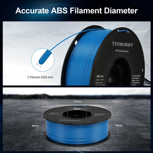 TINMORRY ABS Filament 1.75mm, ABS (Pro) 3D Drucker Filament 1KG, gute Hitzebeständigkeit, stark & haltbar, Maßgenauigkeit ±0.03mm, Blauer See