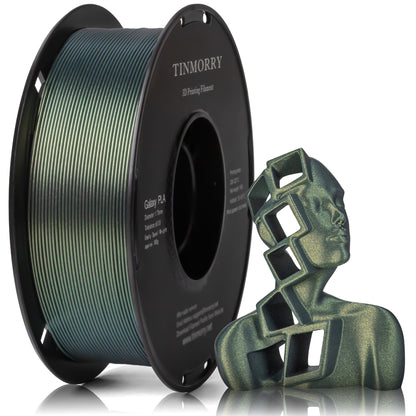 TINMORRY PLA-Filament 1,75 mm, 3D-Drucker-Filament, Maßgenauigkeit +/- 0,03 mm, 1 kg Spule, kompatibel mit Bambu FDM 3D-Drucker, Galaxy Green