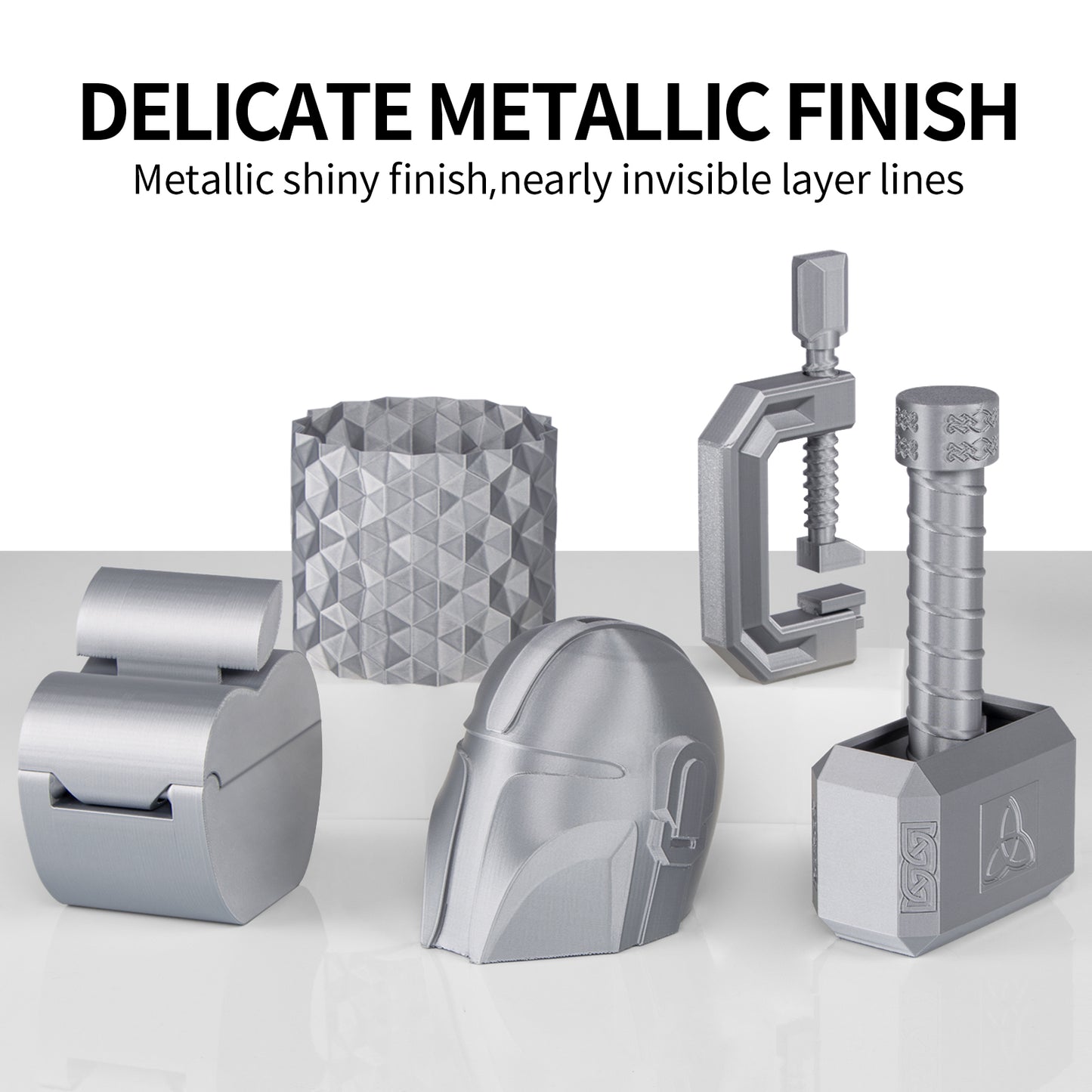 Metallic PETG 3D Printer Filament 1.75mm, 1 KG, Metallic Silver