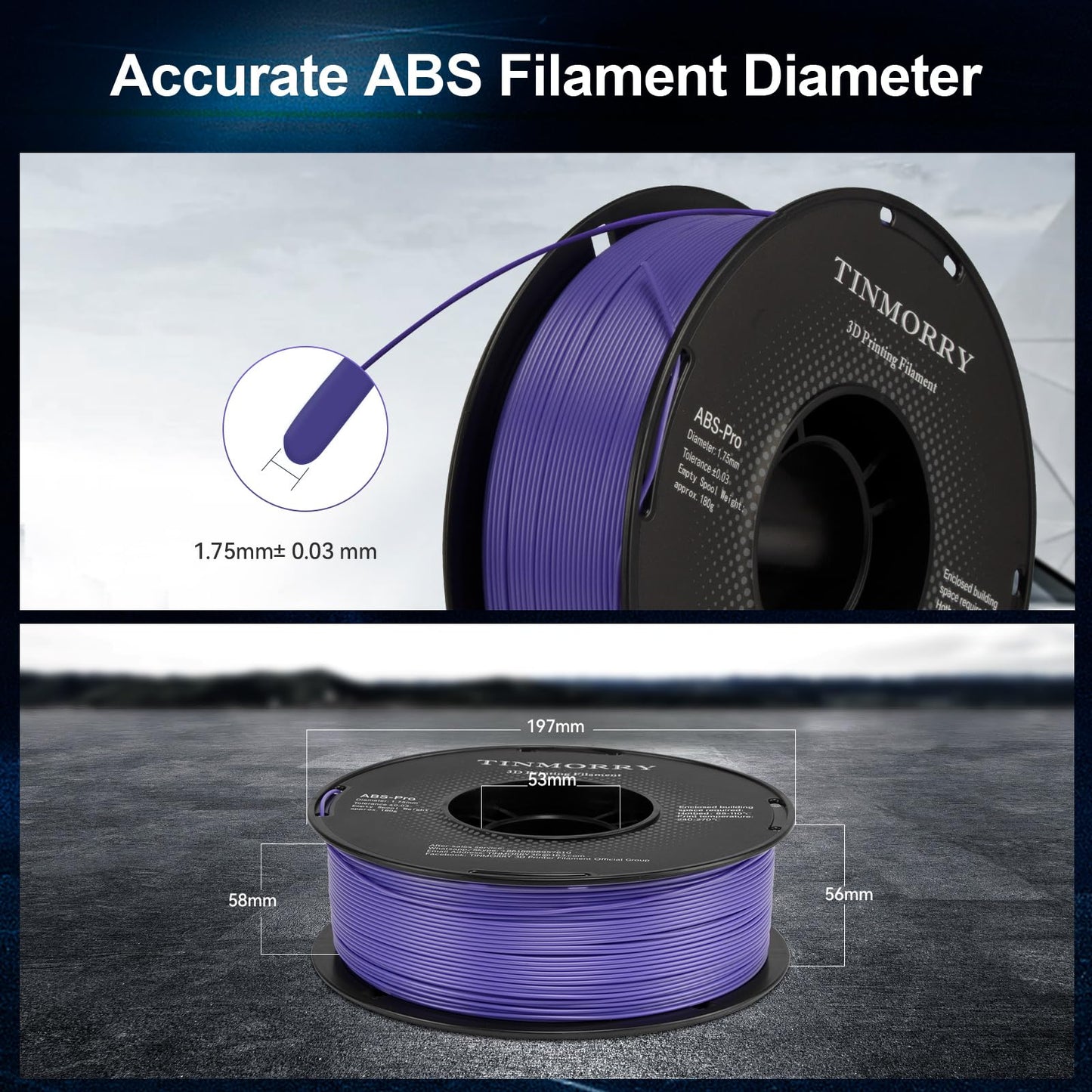 ABS-Pro 3D Printer Filament 1.75mm, 1 KG, Purple