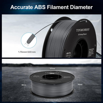 ABS-Pro 3D Printer Filament 1.75mm, 1 KG, Cool Grey