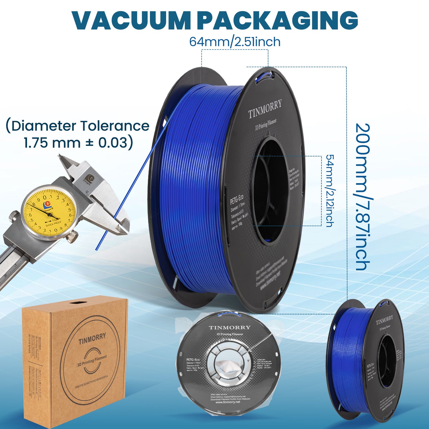 Rapid PETG-Eco 3D Printer Filament 1.75mm, 1 KG, Klein Blue