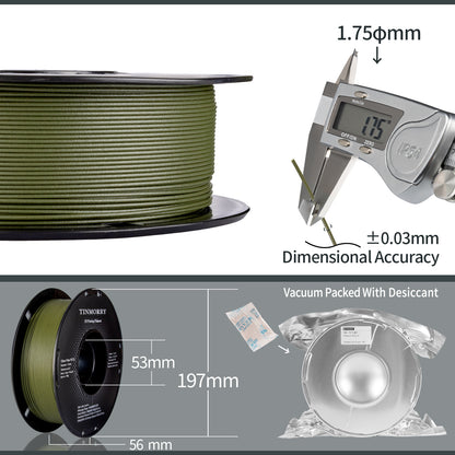 TINMORRY Glasfaserverstärktes PETG-Filament, hochschlagfestes PETG-GF-3D-Druckfilament, Haltbarkeit und Steifheit, perfekt kompatibel mit Bambu Lab FDM-3D-Drucker, 1 kg, 1 Spule, Frosted Dunkelgrün