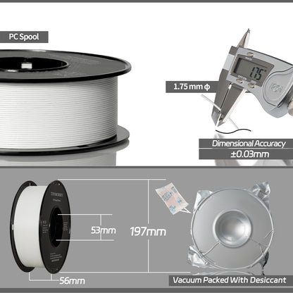 Glass Fiber PC 3D Printer Filament 1.75mm, 1 KG, Frosted White