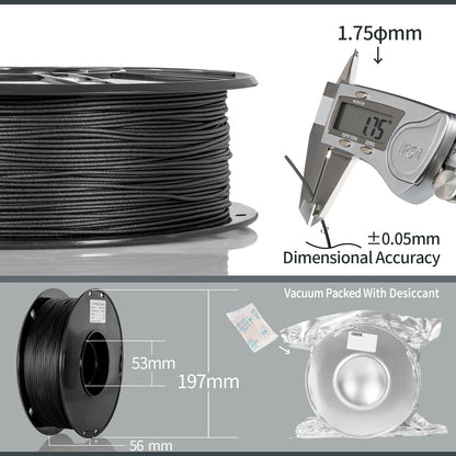Glass Fiber TPU Filament 1.75mm, 1 KG, Frosted Black