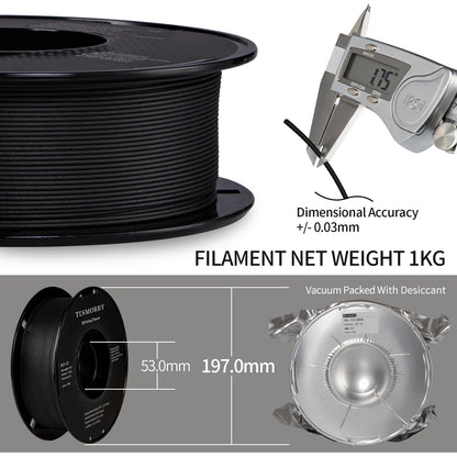 Carbon Fiber PET 3D Printer Filament 1.75mm, 1 KG, Matte Black