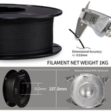 Carbon Fiber PET Filament 1.75mm, TINMORRY PET-CF 3D Printing Filament with Exceptional Thermal Resistance and Mechanical Properties, Compatible with Bambu FDM 3D Printers, 1 KG 1 Spool, Matt Black