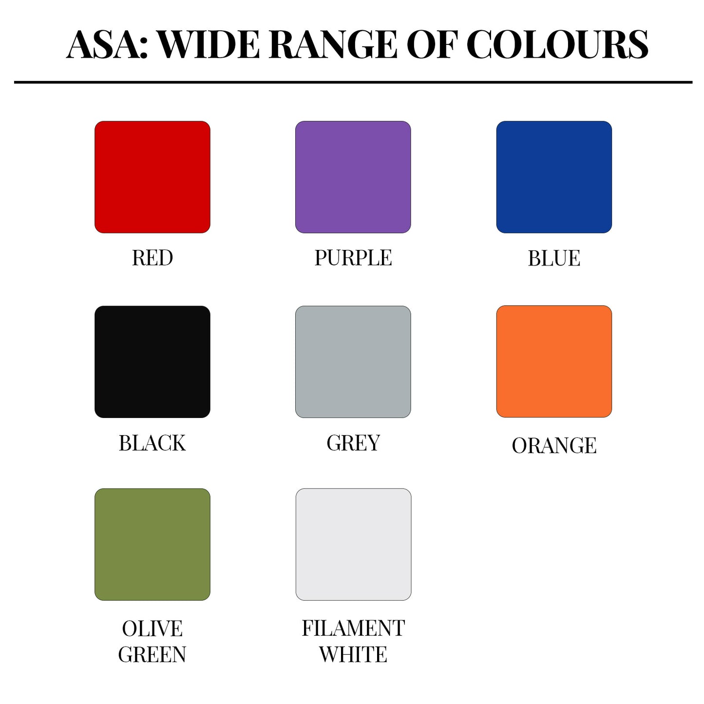 ASA 3D Printer Filament 1.75mm, 1 KG, Orange