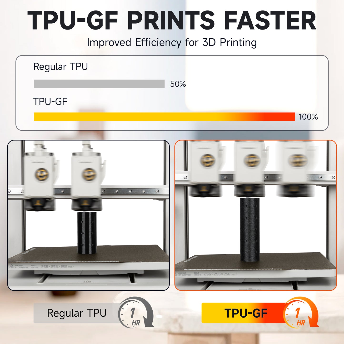 Glass Fiber TPU Filament 1.75mm, 1 KG, Black