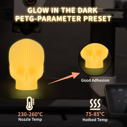 Glowing PETG 3D Printer Filament 1.75mm, 1 KG, Glow Light Orange